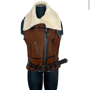 Ralph Lauren Shearling Jacket Vest Italian Lambskin - Size M (fits like S)